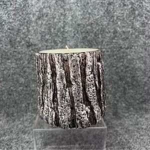 Tree Stump Candle 4 Inch Pillar Real Wax Silver Overlay #17312